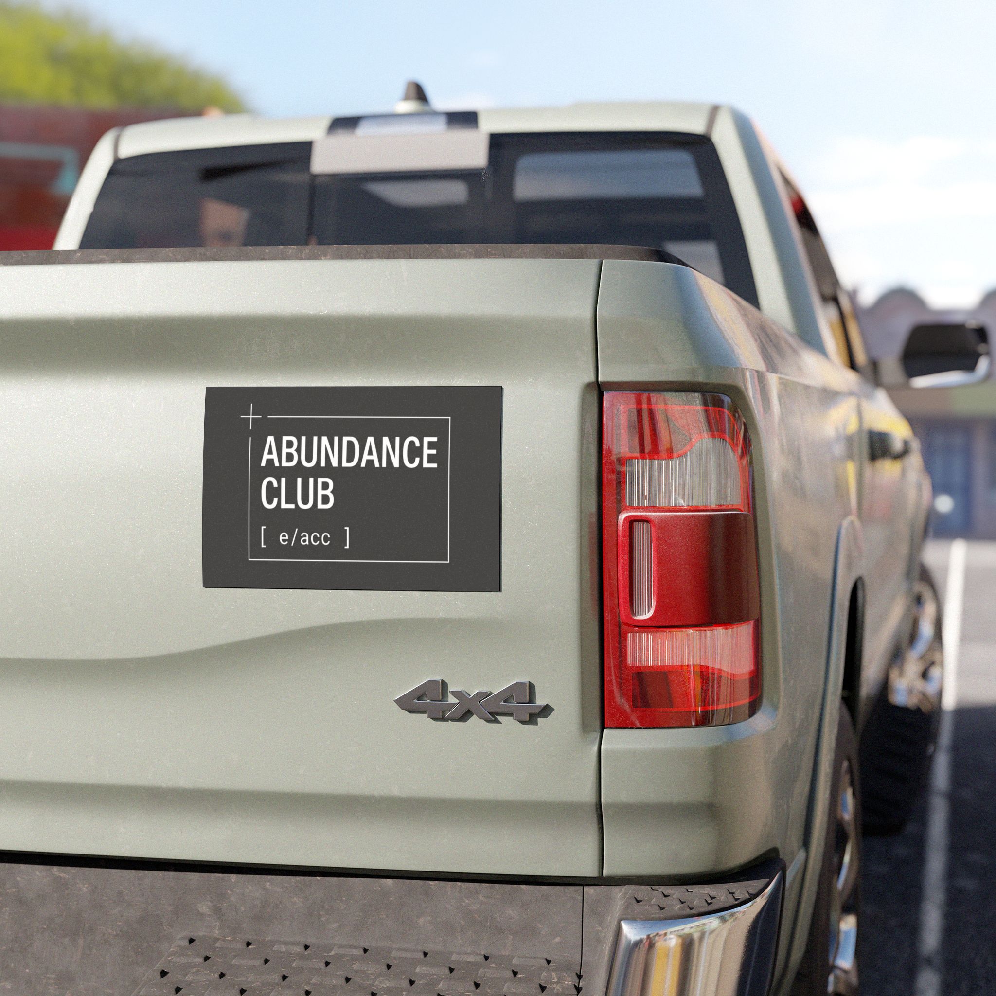 Abundance Club Car Magnet on a car door: In this house we believe.